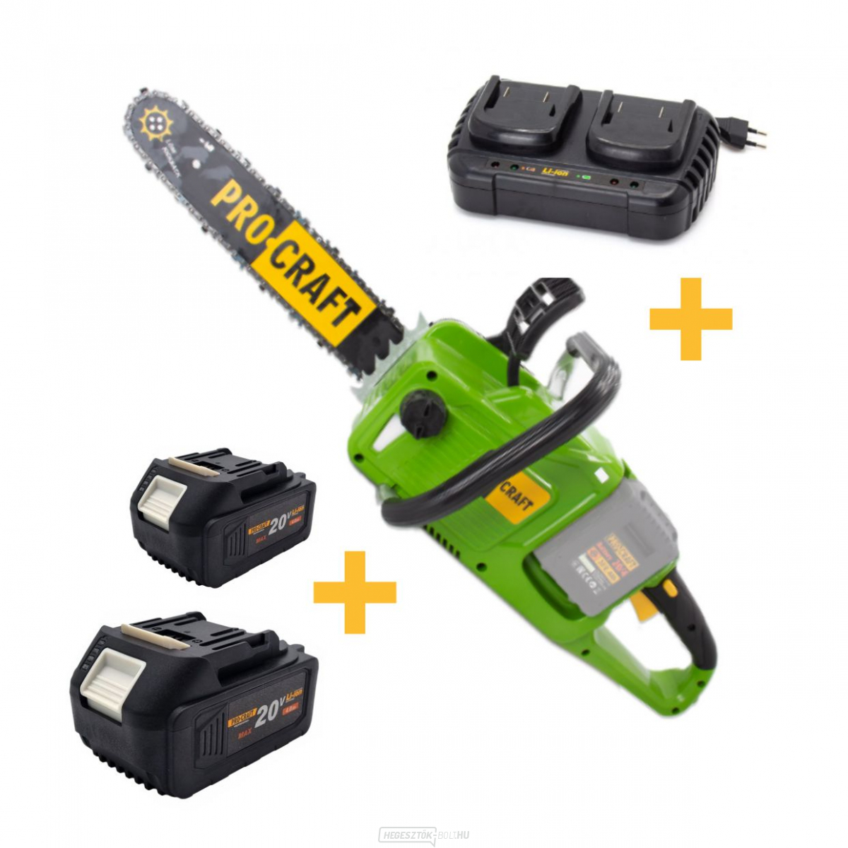 Procraft PCA40/2 láncfűrész akciókészlet két 4A akkumulátorral és töltővel. | SET10