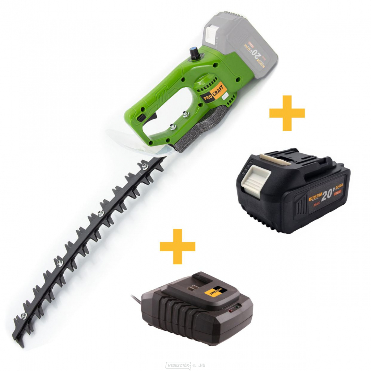 Procraft PZA20 akkus sövénynyíró akciókészlet 4A akkumulátorral és töltővel. | SET11