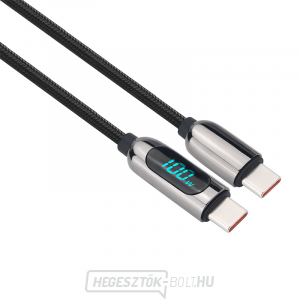 Solight USB-C kábel kijelzővel, USB-C csatlakozó - USB-C csatlakozó, 100 W, 1 m
