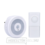 Solight vezeték nélküli ajtócsengő mozgásérzékelős éjszakai lámpával, dugaszolható, 250m, fehér, tanuló kód Solight vezeték nélküli ajtócsengő mozgásérzékelős éjszakai lámpával, dugaszolható, 250m, fehér, tanuló kód gallery main image