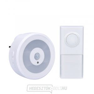 Solight vezeték nélküli ajtócsengő mozgásérzékelős éjszakai lámpával, dugaszolható, 250m, fehér, tanuló kód gallery main image