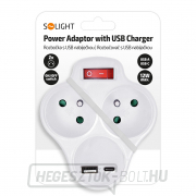 Solight hub USB A+C töltővel, 2 x 10A, fehér, kapcsoló Előnézet 