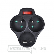 Solight hub USB A+C töltővel, 2 x 10A, fekete, kapcsoló Előnézet 