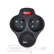 Solight hub USB A+C töltővel, 2 x 10A, fekete, kapcsoló Előnézet 