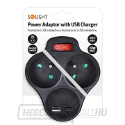 Solight hub USB A+C töltővel, 2 x 10A, fekete, kapcsoló Előnézet 