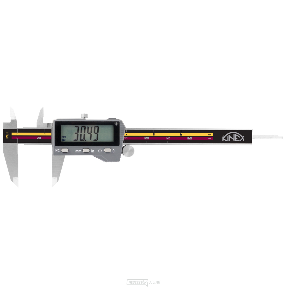 Digitális tolómérő nedves környezethez KINEX ICONIC Labo 150 mm, DIN 862, IP 67 - CSÚCS MINŐSÉG, Bluetooth