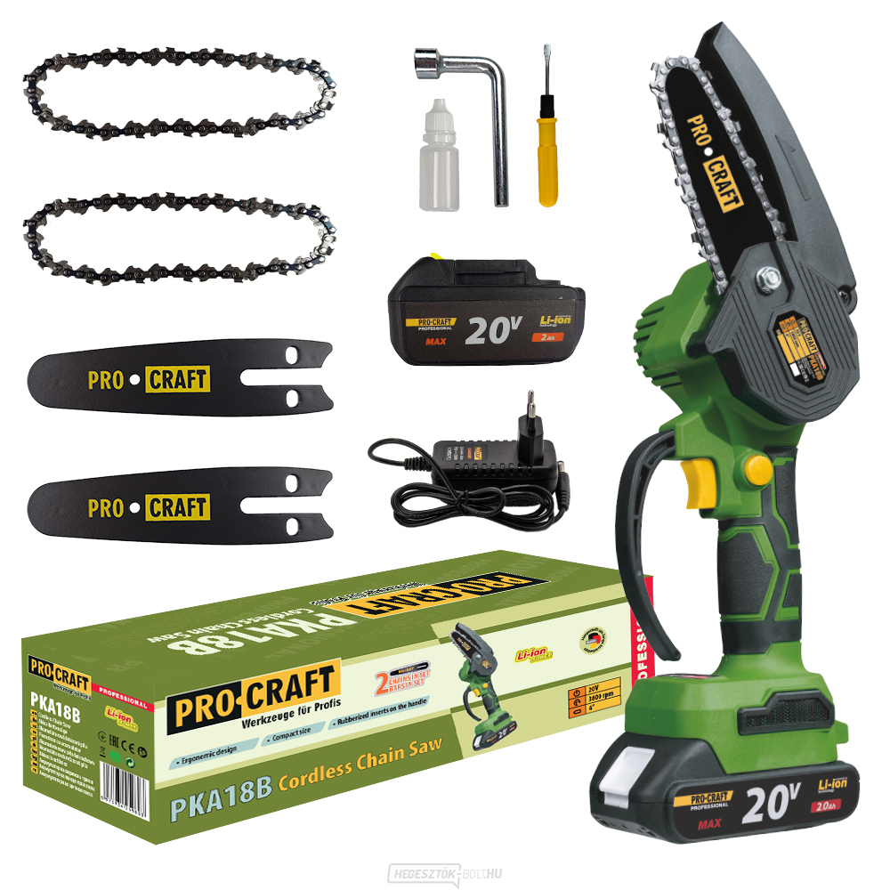 Akkus kézi fűrész Procraft PKA18B 1 akku 20V 2Ah, töltő 