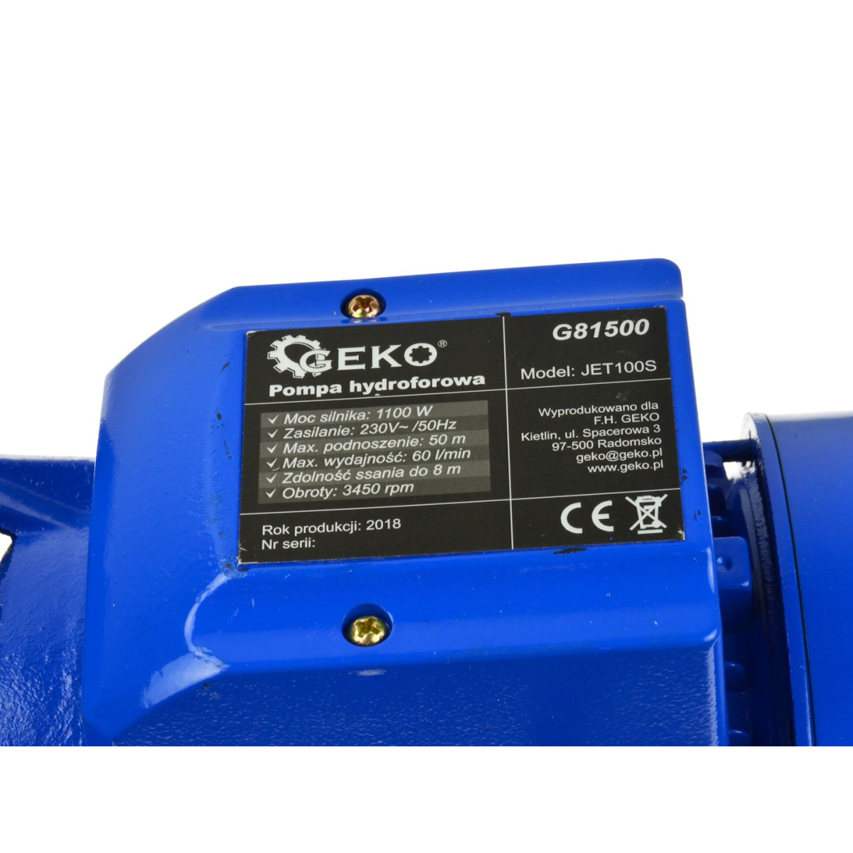 GEKO G81500 - Önfelszívó szivattyú háztartási vízművekhez 1100W JET100S Előnézet 