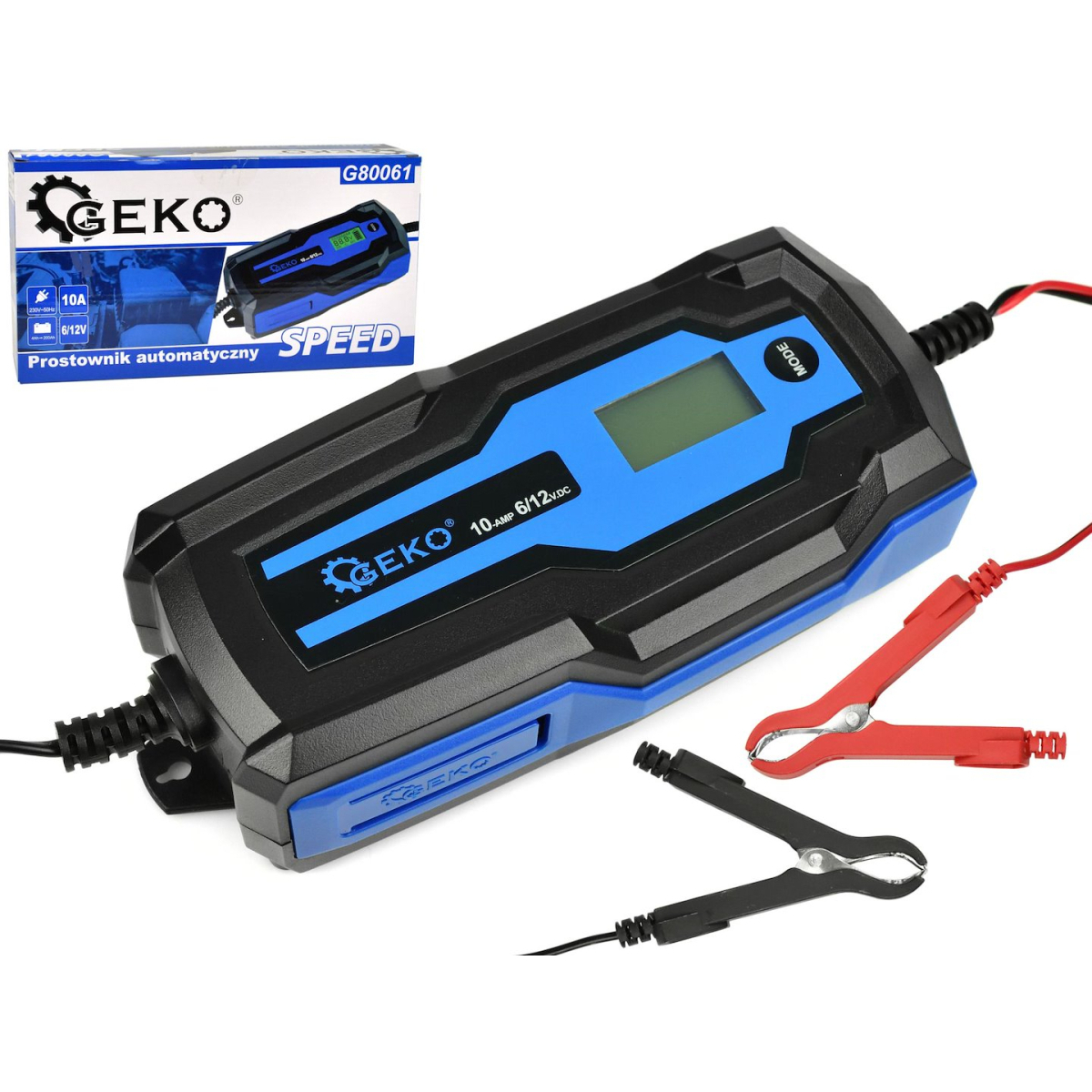 Geko G80061 automata akkumulátortöltő Speed 6/12V 10A 4Ah-200Ah