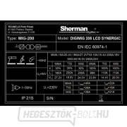 Sherman DIGIMIG 205 LCD SYNERGIC + zseblámpa 3 m + kábelek 2 m + burkolat + szelep + tömlő + CO2 palack MEGTEL Előnézet 