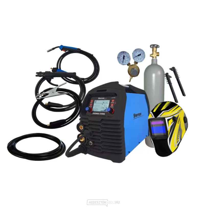 Sherman DIGIMIG 210XS + 3m-es zseblámpa + 2m-es kábelek + kupak + szelep + tömlő + teli CO2 palack