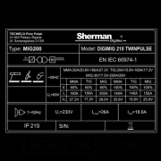 Sherman DIGIMIG 210 TWINPULSE + zseblámpa 3 m + kábelek 2 m + burkolat + szelep + tömlő + CO2 palack MEGTEL Előnézet 