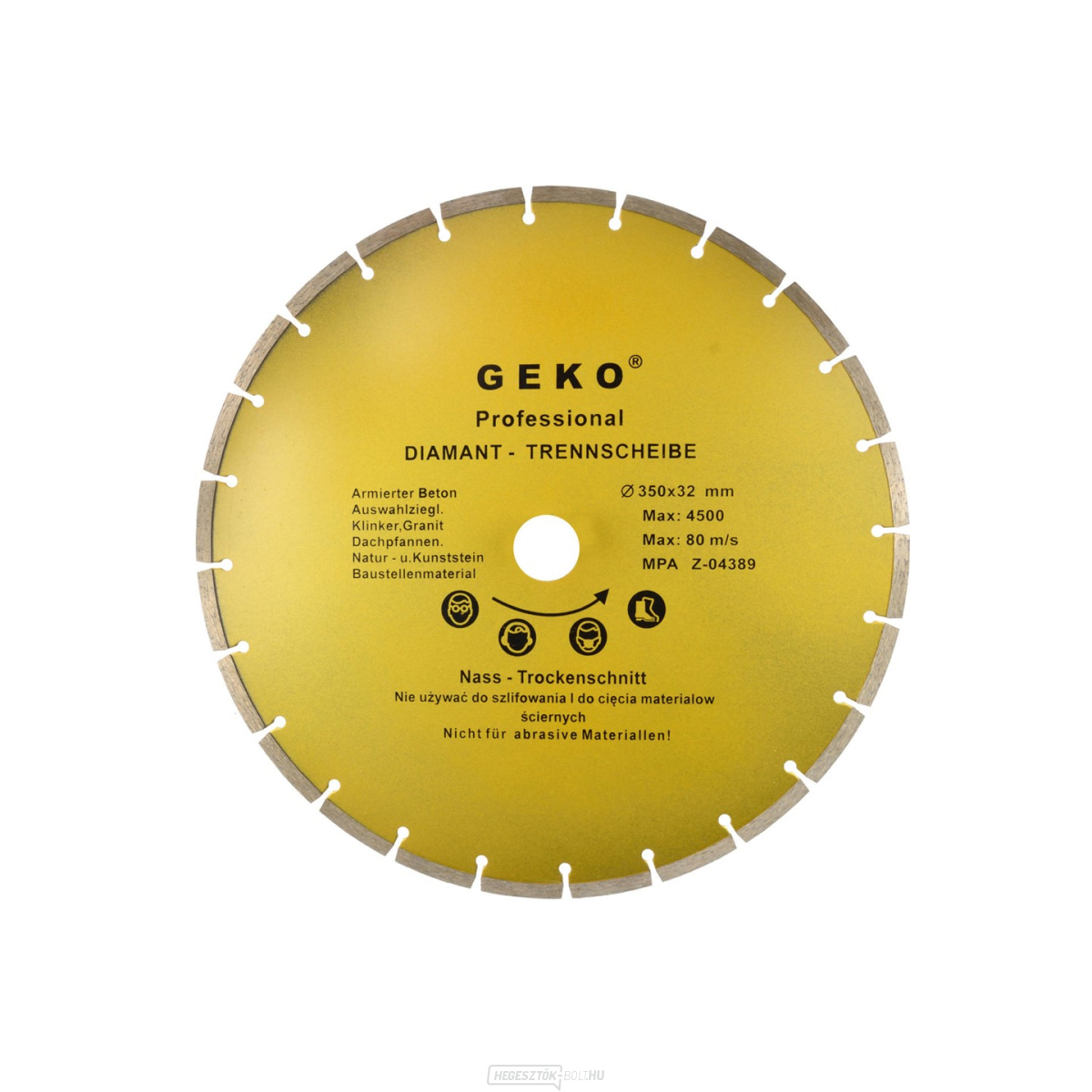 Gyémánt szegmentált vágótárcsa 350x8x32mm, Geko G00255