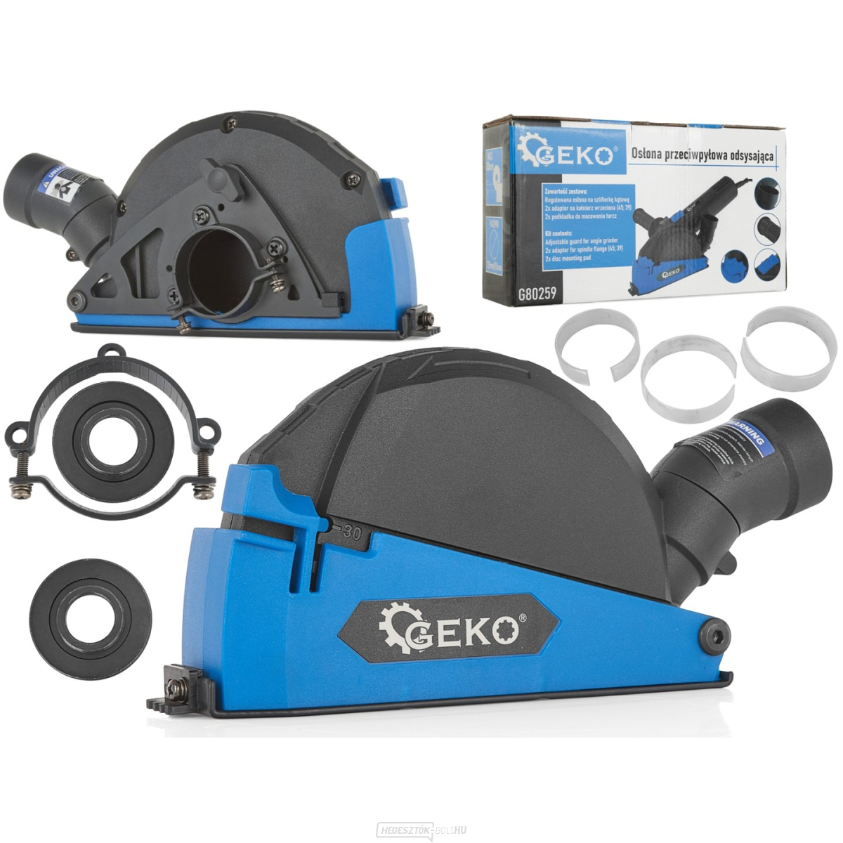 Elszívó fedél csiszológéphez/védőburkolat porhoz 115/125 mm átmérő Geko G80259