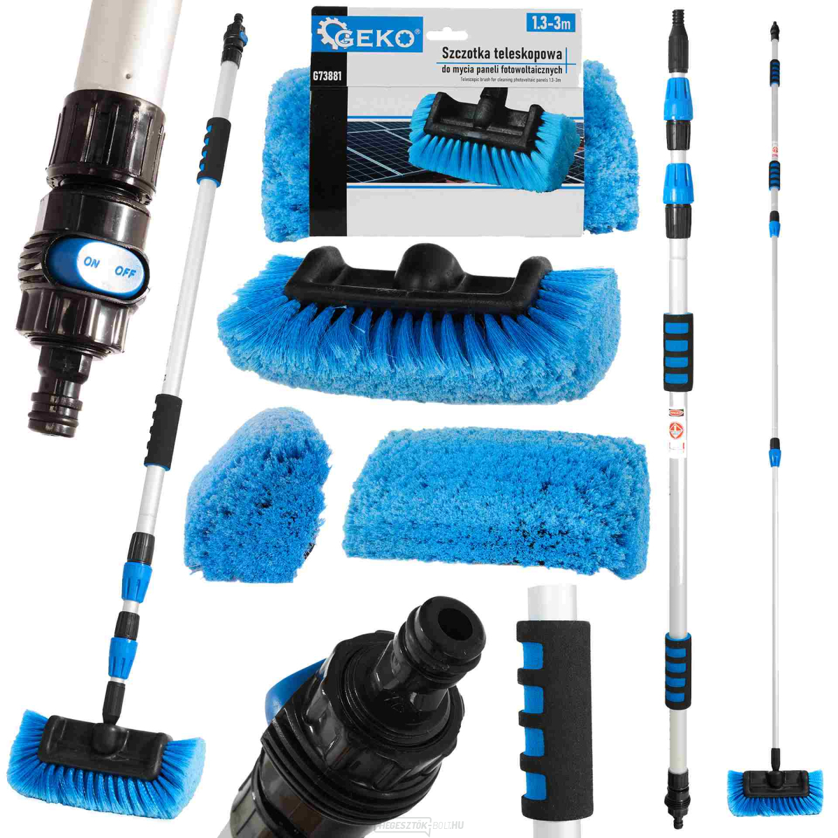 Teleszkópos kefe 1,3-3 m hosszú Geko G73881