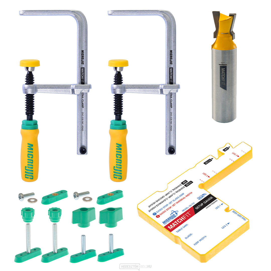 MICROJIG MATCHFIT PRO fecskefarkú bilincskészlet vágószerszámmal és tartozékokkal
