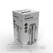 Solight kerti oszlop IP44, rozsdamentes acél, 2 aljzat, henger, ezüst náhled