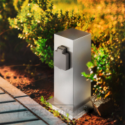 Solight kerti oszlop IP44, rozsdamentes acél, 2 aljzat, prizma, ezüst Előnézet 