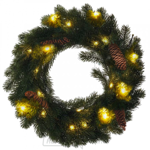 Solight karácsonyi koszorú, átmérő 40cm, 15x LED, IP44, 3x AA, időzítő gallery main image