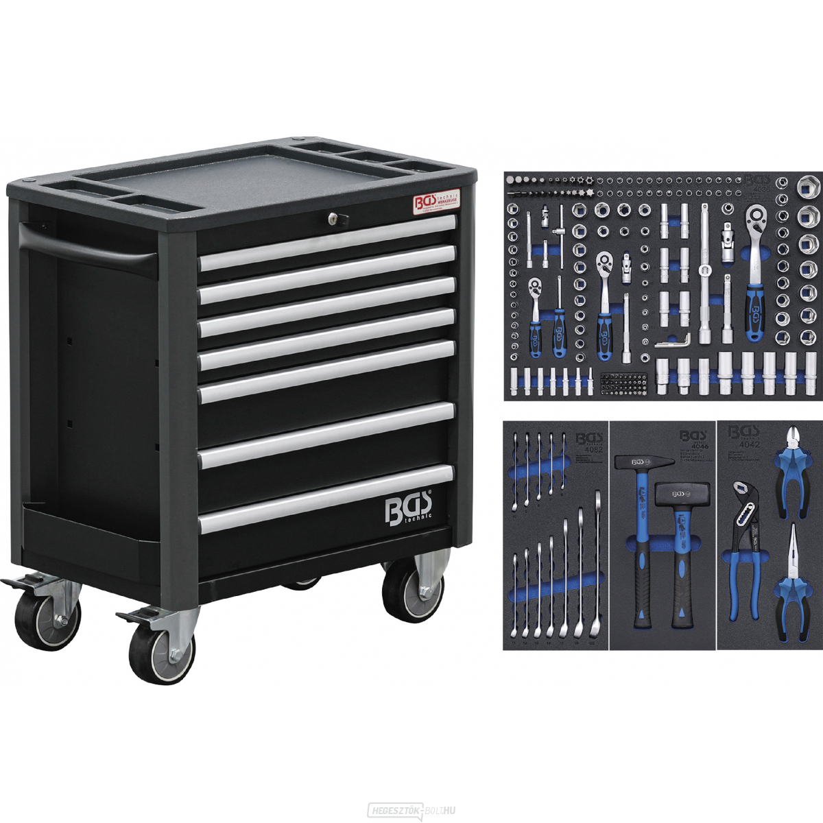 BGS 4140, Műhelykocsi | 7 fiók | nagyon kis építési magasság | 209 hangszerrel