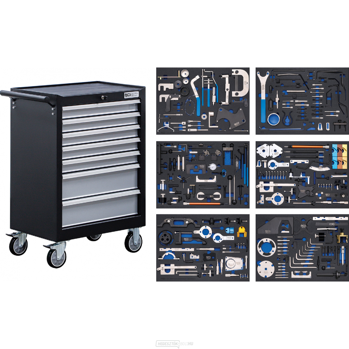 BGS 6076, Műhelykocsi | 7 fiók | motortuning szerszámkészletek