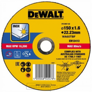 Vágókorong 150 x 1,6mm, 1. típus DeWALT DT43907 Vágókorong 150 x 1,6mm, 1. típus DeWALT DT43907 gallery main image