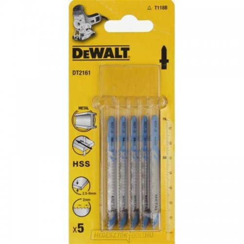 Fűrészlap vastag fémekhez 2,5-6mm egyenes vágás 76mm 76mm 5db DeWALT DT2161