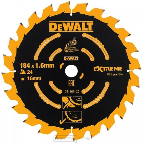 Fűrészlap 184x16mm 24z ABT 7° DeWALT DT1669