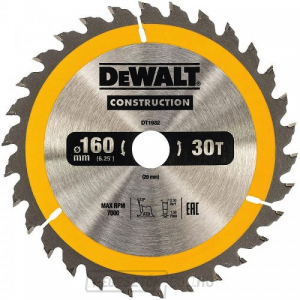 Fűrészlap 160x20mm, 30 fogú, DeWALT DT1932 akkumulátoros fűrészhez