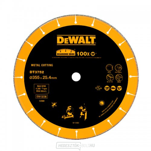 Dia penge a D28710/D28715 bontógéphez fémhez, betonhoz és profilokhoz 355x25,4mm DeWALT DT3752 Dia penge a D28710/D28715 bontógéphez fémhez, betonhoz és profilokhoz 355x25,4mm DeWALT DT3752 gallery main image