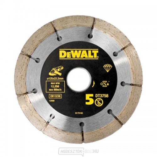 Dia tárcsa résvágóhoz 125mm szegmens magasság 6,3mm dupla DeWALT DT3758 Dia tárcsa résvágóhoz 125mm szegmens magasság 6,3mm dupla DeWALT DT3758 gallery main image