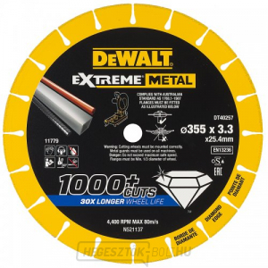 Gyémánttárcsa EXTREME METAL 355mm DeWALT DT40257