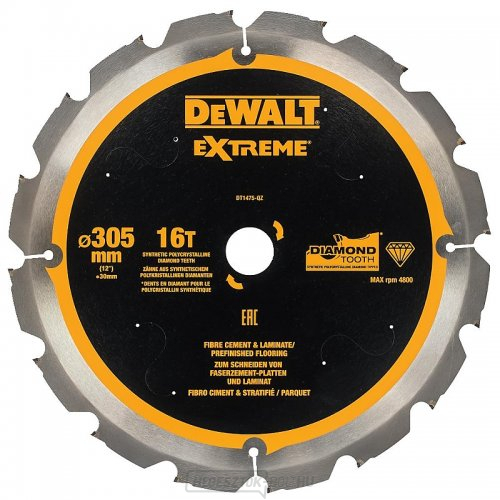 Fűrészlap cement farostlemezhez és laminált lemezhez 305x30mm 16z DeWALT DT1475 Fűrészlap cement farostlemezhez és laminált lemezhez 305x30mm 16z DeWALT DT1475 gallery main image