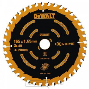 Fűrészlap 165x20mm, 40 fogú EXTREME DeWALT DT10640 akkumulátoros fűrészhez