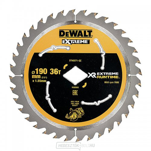 Fűrészlap 190mm, 36 fogú, DeWALT DT40271 akkumulátoros fűrészekhez