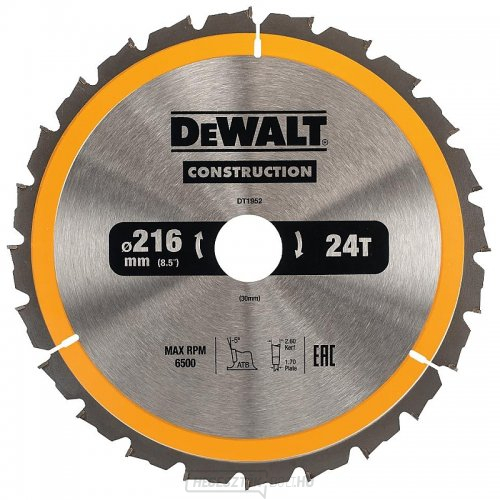 Fűrészlap 216x30mm 24z ATB 5° DeWALT DT1952