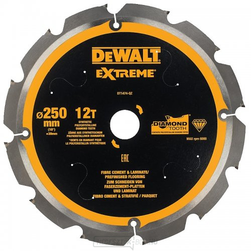 Fűrészlap cement farostlemezhez és laminált lemezhez 250x30mm 12z DeWALT DT1474 Fűrészlap cement farostlemezhez és laminált lemezhez 250x30mm 12z DeWALT DT1474 gallery main image