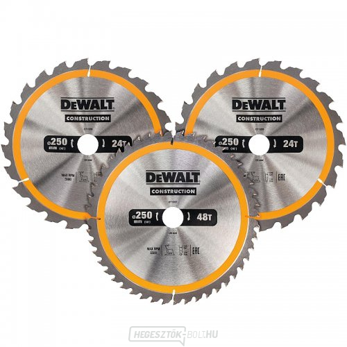 3 db 250x30mm-es fűrészlap készlet (2xDT1956, 1xDT1957) DeWALT DT1963