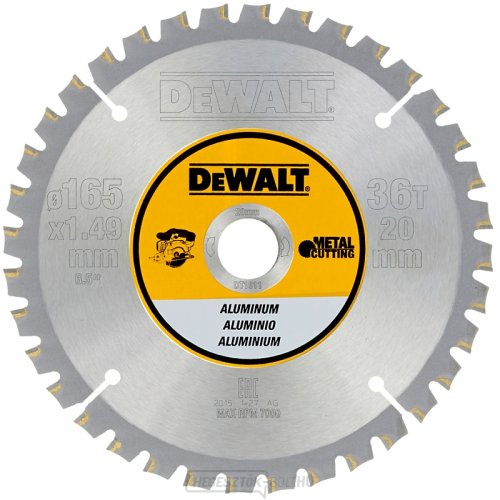 Alumínium fűrészlap 165x20mm, 36 fogú, DeWALT DT1911 akkumulátoros fűrészekhez