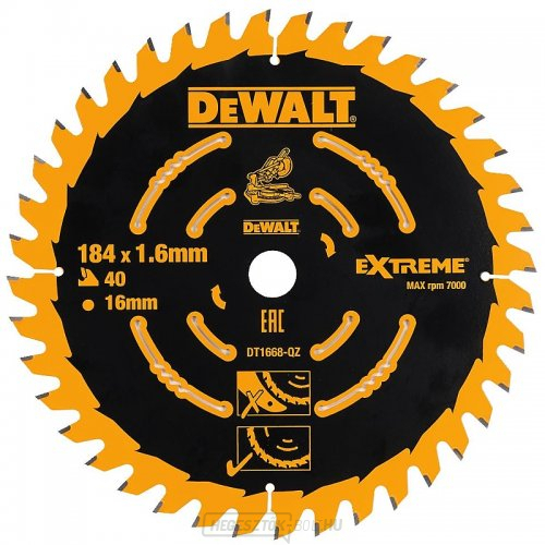 Fűrészlap 184x16mm 40z ABT 7° DeWALT DT1668