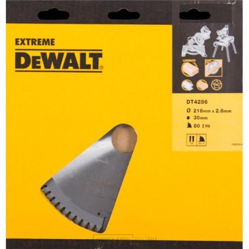 40-es sorozatú fűrészlap körfűrészhez 216x30mm 80z TCG -5° DeWALT DT4286 40-es sorozatú fűrészlap körfűrészhez 216x30mm 80z TCG -5° DeWALT DT4286 gallery main image