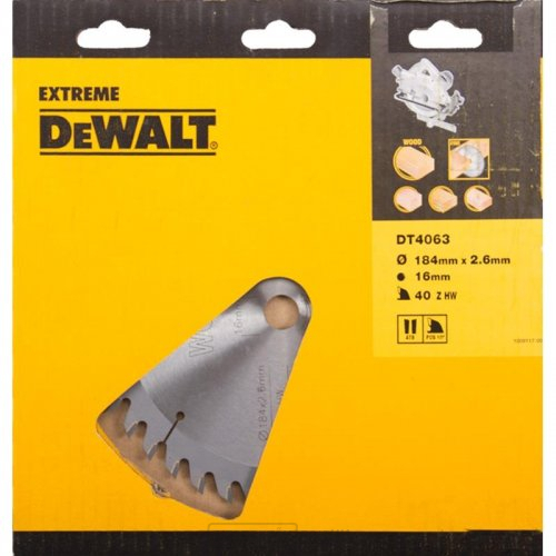 Fűrészlap 184x16mm 40z ATB 10° DeWALT DT4063