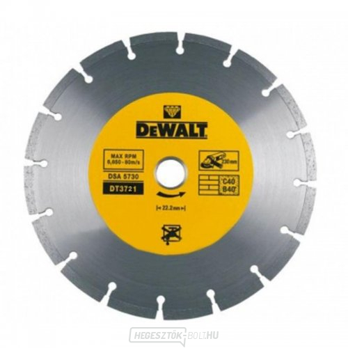 Profi keményfémtárcsa beton és tégla száraz vágásához 180x22,2mm DeWALT DT3721 Profi keményfémtárcsa beton és tégla száraz vágásához 180x22,2mm DeWALT DT3721 gallery main image