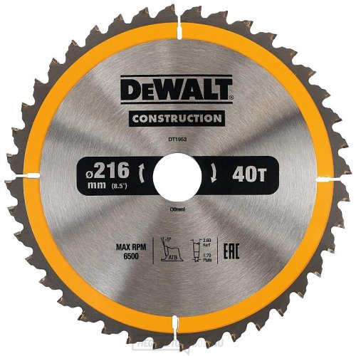 Fűrészlap 216x30mm 40z ATB 5° DeWALT DT1953 DeWALT DT1953