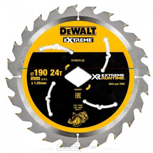 Fűrészlap 190mm, 24 fogú, DeWALT DT40270 akkumulátoros fűrészekhez