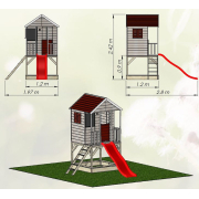 Gyermek faház Veranda csúszdával Előnézet 