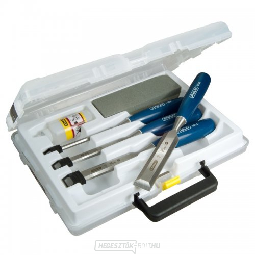 4 darabos vésőkészlet 5002 6, 12, 18 és 25mm élezővel és olajjal Stanley 0-16-130 4 darabos vésőkészlet 5002 6, 12, 18 és 25mm élezővel és olajjal Stanley 0-16-130 gallery main image