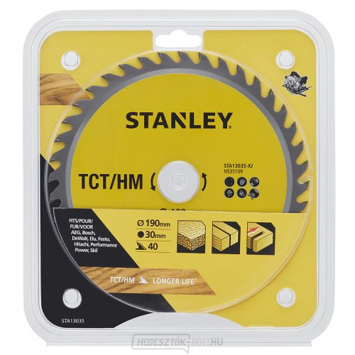 TCT/HM keresztvágó fűrészlap 190 x 30 mm, 40 fog Stanley STA13035
