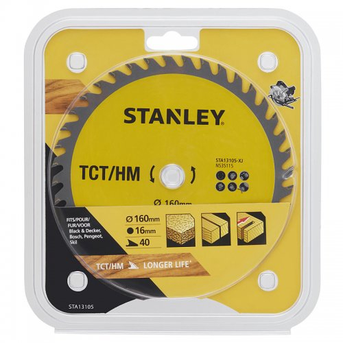 TCT/HM keresztvágó fűrészlap 160 x 16 mm, 40 fog Stanley STA13105