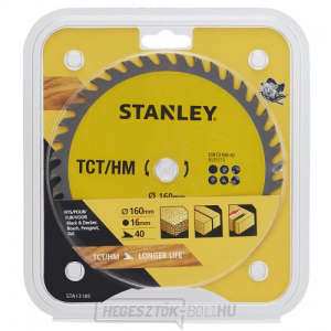 TCT/HM keresztvágó fűrészlap 160 x 16 mm, 40 fog Stanley STA13105